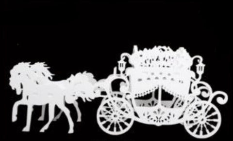 White wooden carriage with horses