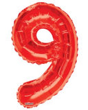 Red 34" 0 to 9 Number Ballons