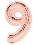 Rose gold 34" 0 to 9 Number Balloons